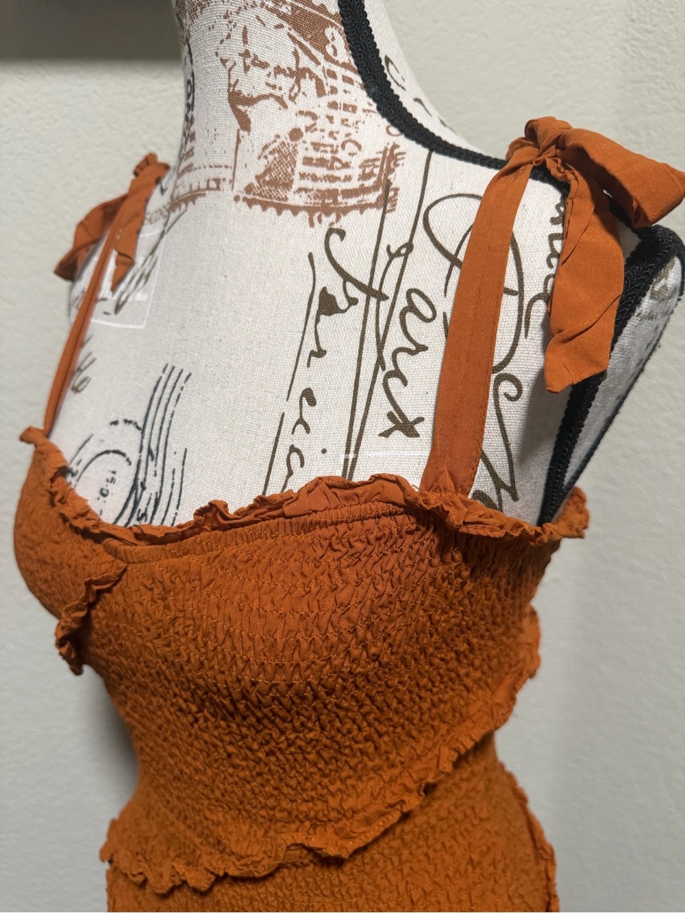 Astr Rust Orange Smocked Ruffle Mini Dress - Picture 5 of 11